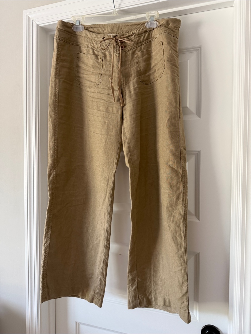 CAbi Drawstring Khaki Linen-Blend Chinos - Tan